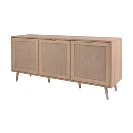 Finori Sideboard Holzwerkstoff Sonoma Eiche/Rafia Geflecht