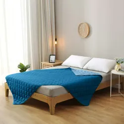 wometo Microfaser Sommer Steppbett 135x200 dunkelblau & blau / OEKO-TEX / kochfest 95° / Leichtsteppbett heiße Tage / ohne Bezug verwendbar
