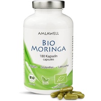 AMLAWELL Bio Moringa – 180 Kapseln (500 mg Moringa pro Kapsel) mit wertvollen Proteinen und Vitalstoffen