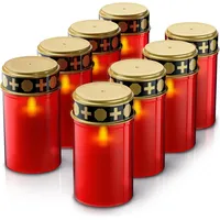Bearware, LED Kerzen, 8x LED Grablicht, Wassergeschützt, Flackereffekt, 1 Monat Leuchtdauer, inkl. Batterien, Rot/Gold (1x)