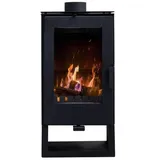 Kaminofen ALAZ K8M Schwarz 9 kW, Kamin Heizofen Dauerbrandofen Holzofen, Кaminholz Hüttenofen, Кaminfeuer, Briketts kamin, Fireplace wood - Schwarz