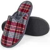 ESTRO Herren Hausschuhe Baumwolle Pantoffeln Herren mit Rutschfeste Memory Sohle F17 (40, Rot) - 40 EU