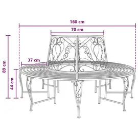 vidaXL Baumbank Ø 160 x 89 cm Grau