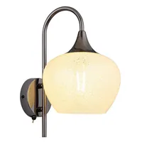 GLOBO Wandleuchte Kristall Wandlampe Glas gebogen Wohnzimmerleuchte Wand schwarz-chrom,