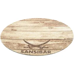 Sansibar Teppich »Keitum 009«, rund, 3 mm Höhe, Flachgewebe, Motiv Holzdielen & gekreuzte Säbel Sansibar braun Ø 100 cm   1 St.