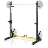 TLGREEN Hantelbank, Squat Rack Hantelständer, Langhantelablage verstellbar gelb|schwarz