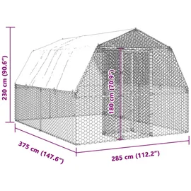 vidaXL Hühnergehege mit Dach und Tür Silbern Verzinkter Stahl