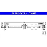 ATE Bremsschlauch Vorne 24.5112-0475.3 für FIAT Strada