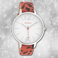 Oozoo Damenuhr Timepieces C10194 rot schwarz Lederarmband Analoguhr UOC10194