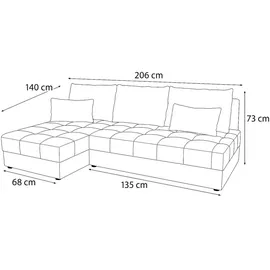 ax living Ecksofa Klein mit Schlaffunktion Dolceo Gelb Steppung 206 cm