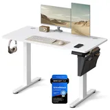 Songmics Höhenverstellbarer Schreibtisch 120 x 60 cm Wolkenweiß