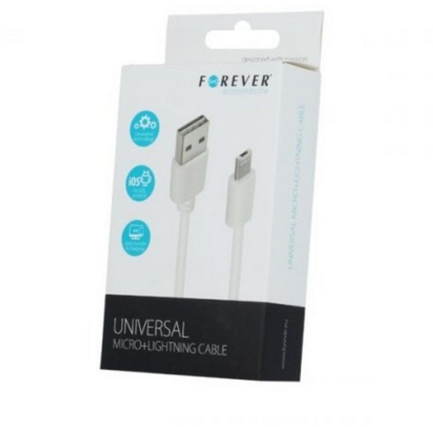 Forever Universal Ladekabel / Datenkabel Micro-USB - iPhone-Kabel Weiß Smartphone-Kabel weiß