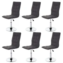 Mendler Esszimmerstuhl HWC-C41 Stoff grau 6er Set