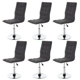 Mendler Esszimmerstuhl HWC-C41 Stoff grau 6er Set