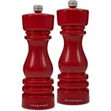 Cole & Mason H233101 London Salz und Pfeffermühle, 2er Set Manuell mit Einstellbar, Holz, Rot, 18cm, Precision+ mit Keramikmahlwerk und Carbonmahlwerk, Gewürzmühle, Mühlen für Salz, Pfeffer