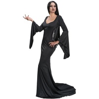 CHAKS Hexen-Kostüm Kostüm 'Morticia' für Damen, Langes Kleid Schwarz schwarz S