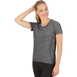 T-Shirt TRIGEMA "TRIGEMA Sportshirt in Melange-Optik", Damen, Gr. S, bunt (schwarz, bunt), 90% Polyester, 10% Elastan, sportlich, Kurzarm, Shirts