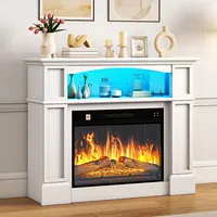 TAUS Elektrokamin mit Heizung, Elektro Kamin mit LED 3D-Flammeneffekt Elektrischer Kamin Standkamin mit LED-Ambientelicht, Timer, Thermostat, Fernbedienung Weiß