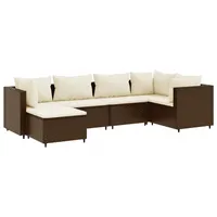 vidaXL 6-tlg Garten-Lounge-Set mit Kissen Braun Poly Rattan Modell 25