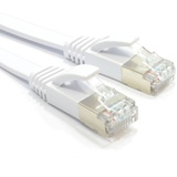 Flach CAT6A S/STP Abgeschirmtes 500MHz Ethernet LAN Kabel RJ45 4 m Weiß [4 Meter/4m]