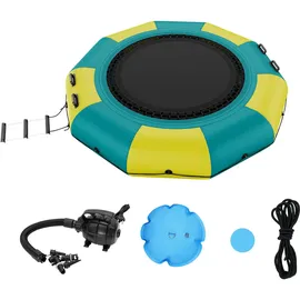 Vevor Aufblasbarer Wassertrampolin mit Leiter, wasserdichte, Abriebfeste, Wassertrampoline 3,05 m Großen Sprungfläche, Sprungplattform-Wasserpark Pool Trampolin, Gelb + Grün 185 kg Tragfähigkeit