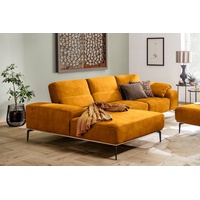 W.SCHILLIG Ecksofa run, Designsofa mit tollem Sitzkomfort, bequem, L-Form, mit Holzsockel, Füße in Schwarz pulverbeschichtet, Breite 299 cm gelb