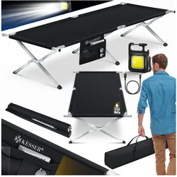 KESSER® Campingbett Klappbett Inkl.Tragetasche und Seitentasche Stabiles Feldbett 150 kg Belastbar Metallrohr 600D Oxfordgewebe Tragbar Liege Reise Bequem