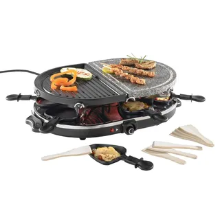 CASANOVA casa NOVA Raclette-Grill 47,5 x 32 cm - 1200 Watt - schwarz - Edelstahl - Kunststoff - Naturstein