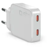 SBS GaN ultraflaches 67-Watt-Ladegerät mit zwei USB-C Power Delivery-Anschlüssen, Weiß