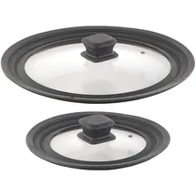 Rosenstein & Söhne Universal-Glasdeckel mit Silikonrand, 2er-Set