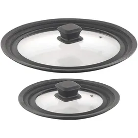 Rosenstein & Söhne Universal-Glasdeckel mit Silikonrand, 2er-Set