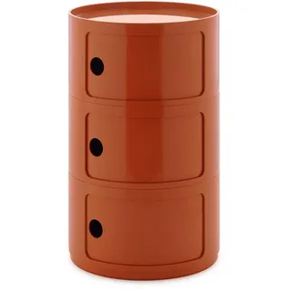 Kartell Componibili Big, Container 3-fächer, Durchmesser 42 cm, Orange