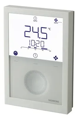 Siemens S55770-T458 Raumthermostat Standalone. Modulierte Ausgänge (DC) oder Ein/Aus. Ventilatorkonvektor (3-Stufe, DC) und Universalapplikationen S55770T458