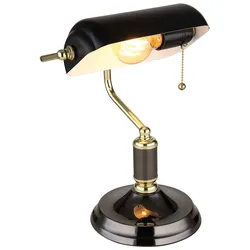 Tischleuchte, Bankerlampe, Metall schwarz gold, H 34 cm