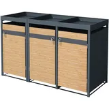 ML-Design Mülltonnenbox für 3 Tonnen, 240L 200x80x124 cm Stahl - Schutzhüllen