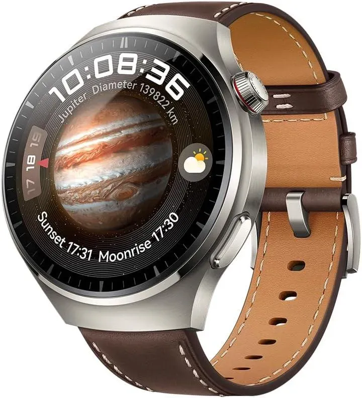 Huawei Watch 4 Pro Classic [inkl. Leder-Armband braun] 48mm Titangehäuse silber (Neu differenzbesteuert)