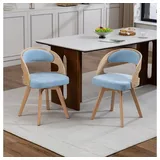 BBWL Esszimmerstuhl 2er Set drehbar Holzstuhl mit polster und ergonomischer Rückenlehne, Esszimmerstuhl modern blau
