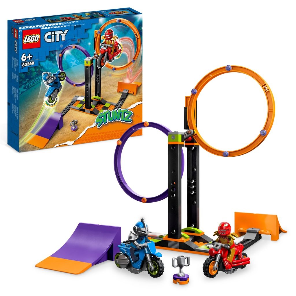 LEGO 60360 City Stuntz Kreisende Reifen-Challenge, 1 oder 2 Spieler Wettbewerbe mit selbstfahrendem Motorrad Spielzeug für Kinder, Jungen & Mädch...