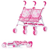 Chipolino Puppenwagen Twiny, Doppelpuppenwagen Doppelräder Schiebehöhe 48 cm pink