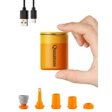 Qunature Mini Elektrische Luftpumpe mit Licht, Tragbare 5kPa (400 L/Min) Pumpe, 5000mAh Wiederaufladbare Akku Pump zum Aufpumpen & Absaugen für Luftmatratzen, Camping, Schwimmring, Orange