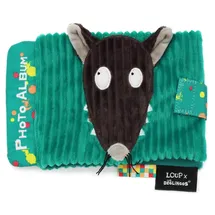 Les Deglingos Les Déglingos 31832 Fotoalbum "Loup x", 10 Hüllen, Füllung aus Recyceltem Polyester, Grün, 20cm Länge, 23cm Breite, 2cm Höhe