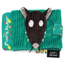 Les Deglingos Les Déglingos 31832 Fotoalbum "Loup x", 10 Hüllen, Füllung aus Recyceltem Polyester, Grün, 20cm Länge, 23cm Breite, 2cm Höhe