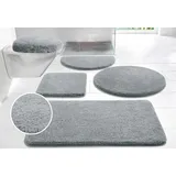 my home Badematte Merida, Badvorleger, Badezimmer Teppich, Höhe 32 mm, rutschhemmend beschichtet, fußbodenheizungsgeeignet, schnell trocknend, strapazierfähig, Kunstfaser, rund, Badteppich, Uni Farben, rechteckig, rund & als 2-tlg. Set erhältlich silberfarben rund | Ø 80 cm x 32 mm