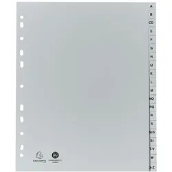 Exacompta 1920B 25x Register A4+ aus Recycling-PP grau 120μ mit bedruckten Taben A-Z (inkl. Sch, St), 20 Positionen - Grau