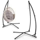 Jaxguom Hängesessel Gestell bis 150kg, Stabiler Hängestuhl Gestell 210cm hoch, 120x120cm Basis für hohe Standfestigkeit, Hängemattengestell für Wohnzimmer & Garten, Bodenschonend, Schwarz