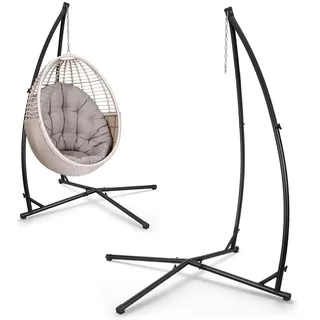 Jaxguom Hängesessel Gestell bis 150kg, Stabiler Hängestuhl Gestell 210cm hoch, 120x120cm Basis für hohe Standfestigkeit, Hängemattengestell für Wohnzimmer & Garten, Bodenschonend, Schwarz