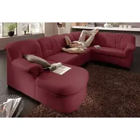 DOMO collection Wohnlandschaft DOMO COLLECTION "Papenburg, zeitlose Rückensteppung, elegante Formensprache, U-Form", rot (karminrot), B:297cm H:84cm T:180cm, Struktur ( 90% Polyester, 10% Polyacryl);Microfaser PRIMABELLE (100% Polyester);Kunstleder