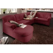 DOMO collection Wohnlandschaft DOMO COLLECTION "Papenburg, zeitlose Rückensteppung, elegante Formensprache, U-Form", rot (karminrot), B:297cm H:84cm T:180cm, Struktur ( 90% Polyester, 10% Polyacryl);Microfaser PRIMABELLE (100% Polyester);Kunstleder 