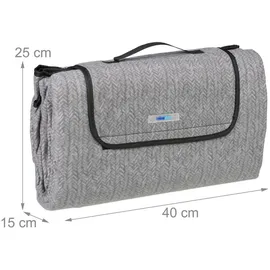 Relaxdays Picknickdecke grau 200 x 200 cm