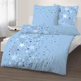 MTOnlinehandel Biber Bettwäsche Sterne Blau 135 x 200 cm + 80 x 80 cm